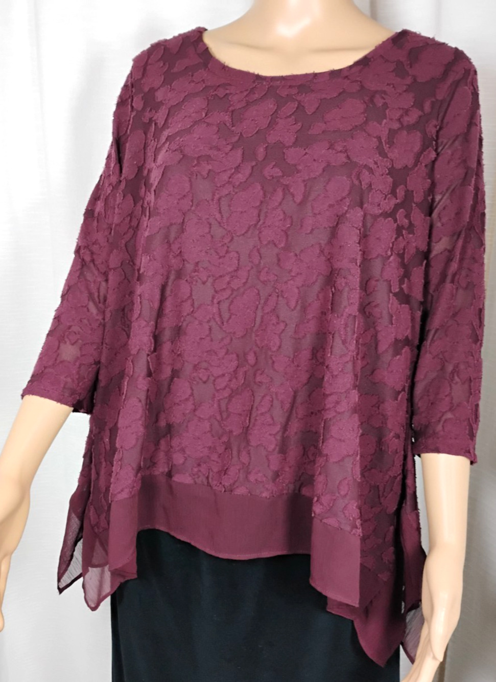 Simply Vera Petite L Burnout Floral Peplum Blouse Whimsigoth Witchy Top